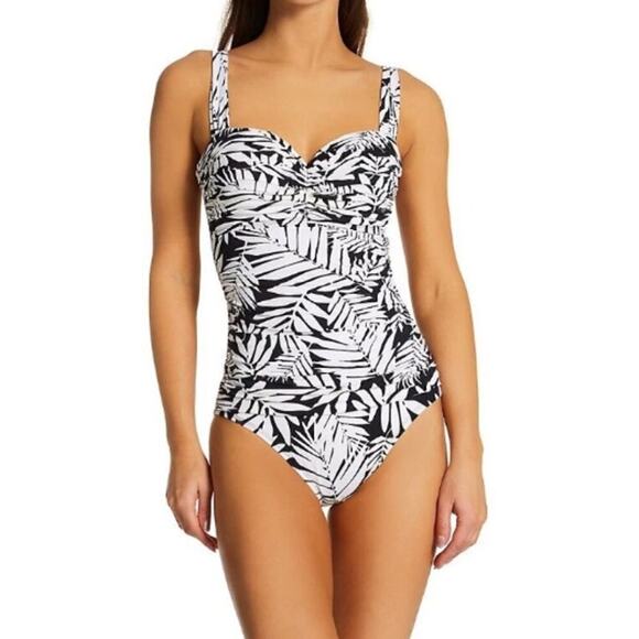 Bleu Rod Beattie Women's Urban Oasis Shirred Bandeau One Piece Swimsuit Size 6